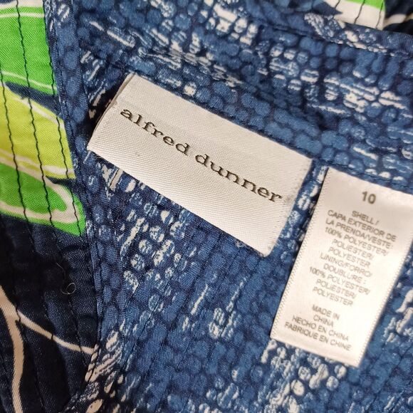 Alfred Dunner Jacket Size 10 Floral Print Rib Zip Jacket Blue Orange Green Retro - Picture 6 of 7